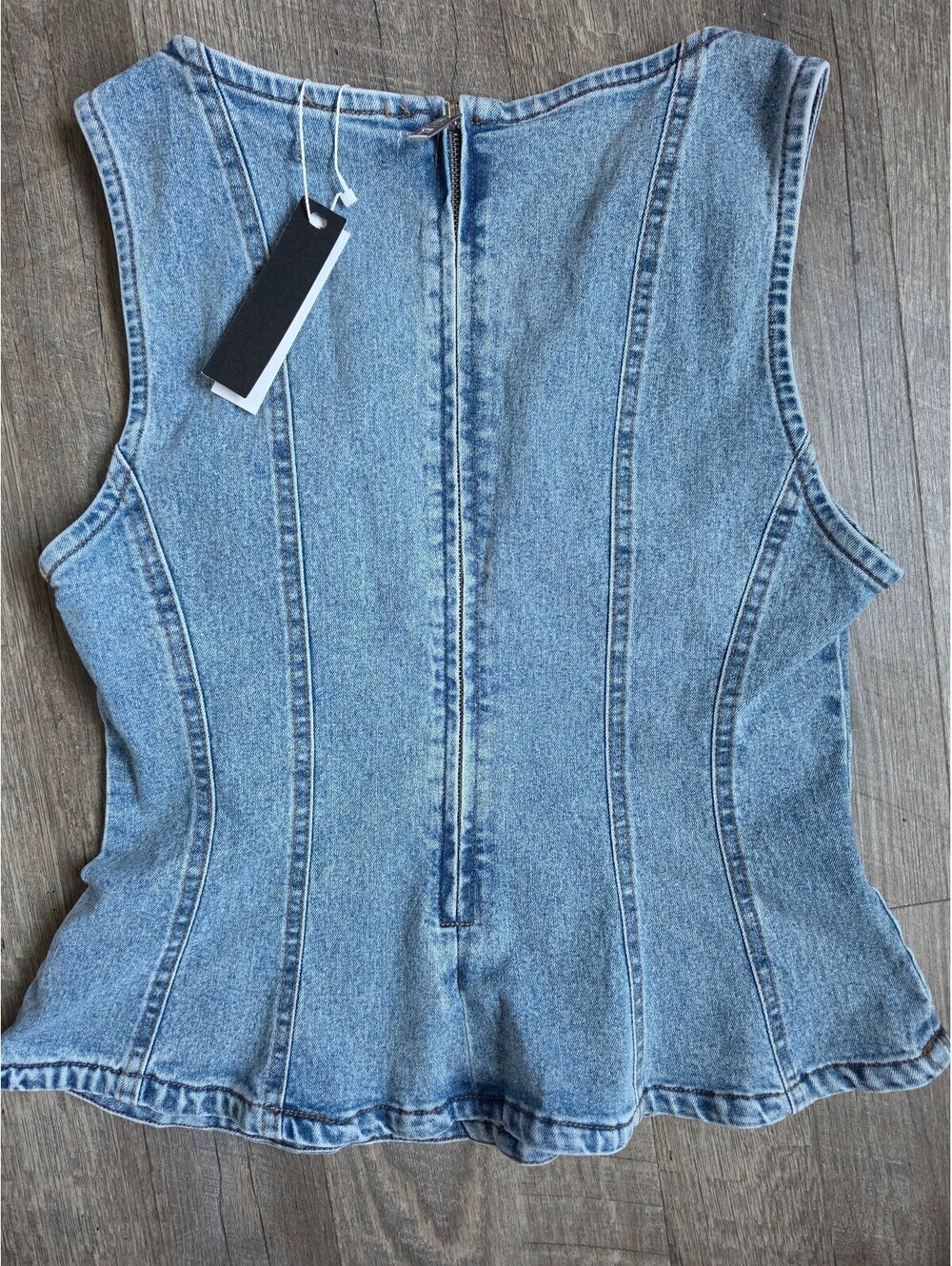Steve Madden Women's Denim Sleeveless Top with Pearl Embellishments Size M - Picture 5 of 7